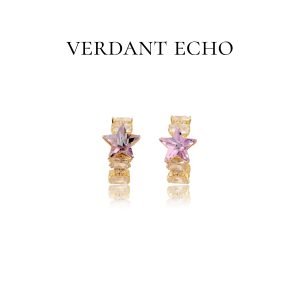 Artificial crystal five-pointed star earrings