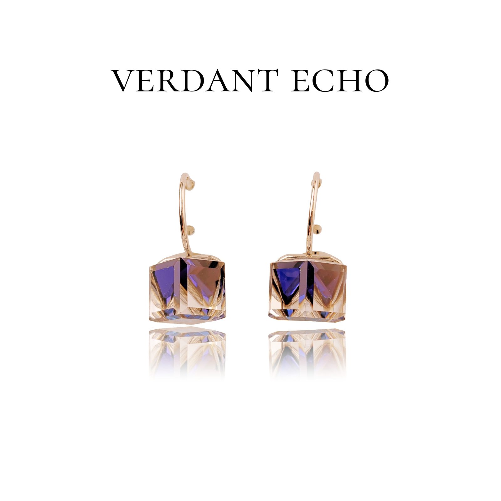 Small artificial crystal cube earrings