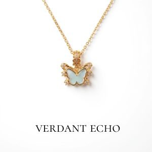 Artificial crystal butterfly necklace