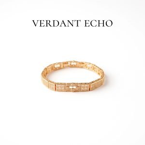 Synthetic white crystal mosaic golden bracelet