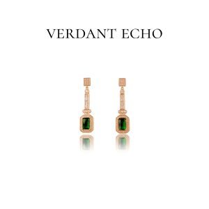 Artificial green crystal gold earrings