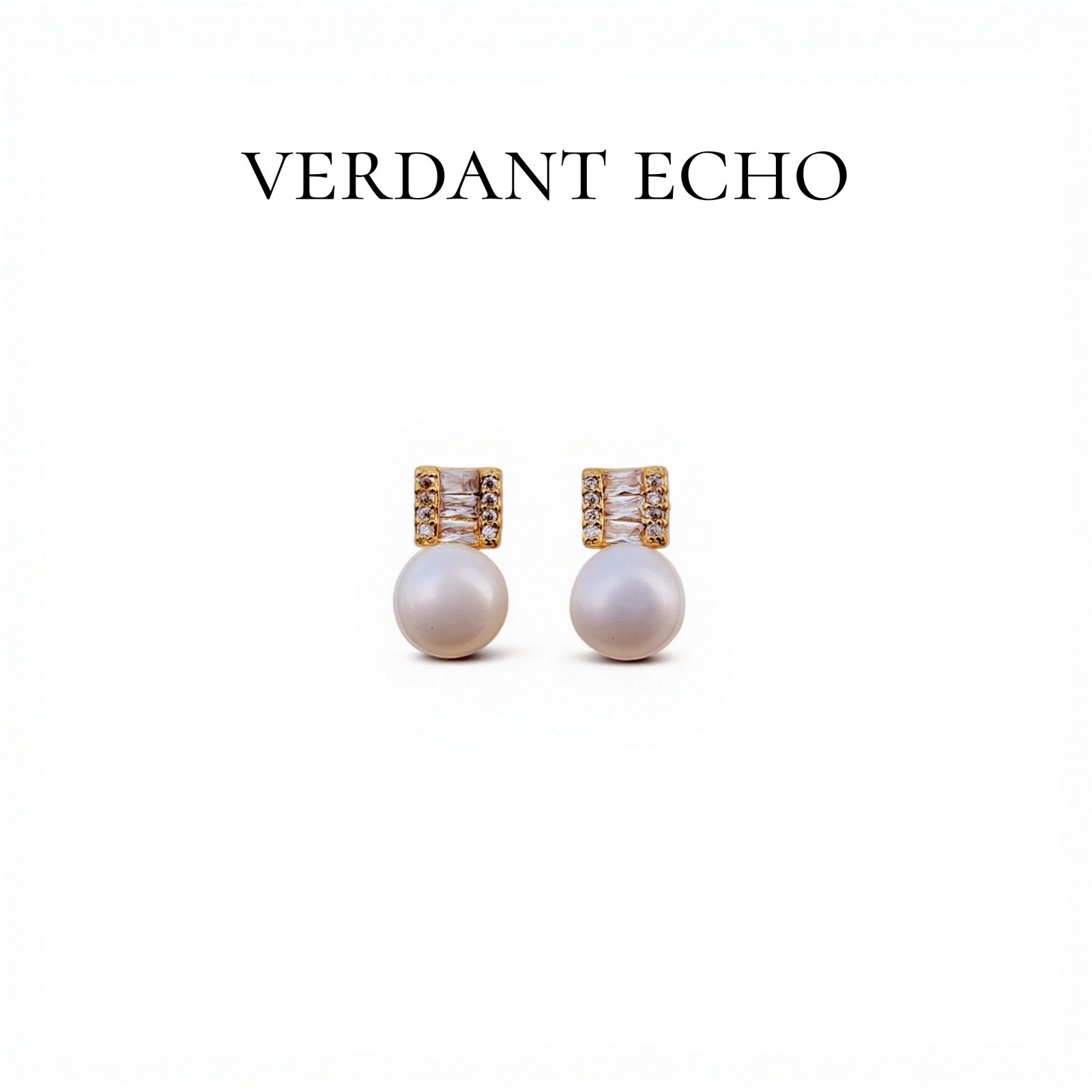 Natural freshwater pearl zircon copper plated gold earrings