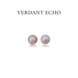 Copper-plated gold earrings with natural freshwater pearls (round beads)
