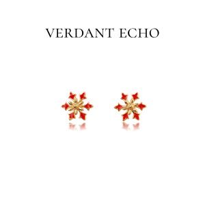 Flower earrings red