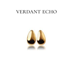Golden earrings in the shape of a water droplet-2