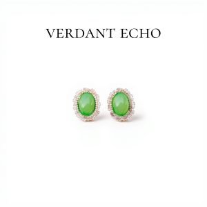 Silver needle green butterfly flower pearl earrings, little fresh - 20# silver needle - oval (real gold plating)