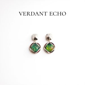 Silver needle green butterfly flower pearl earrings, little fresh - 57# silver needle - geometric - diamond shape