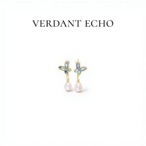 DTZB00045 Natural Freshwater Pearl Earrings, Copper Plated Gold Earrings (Butterfly Style)